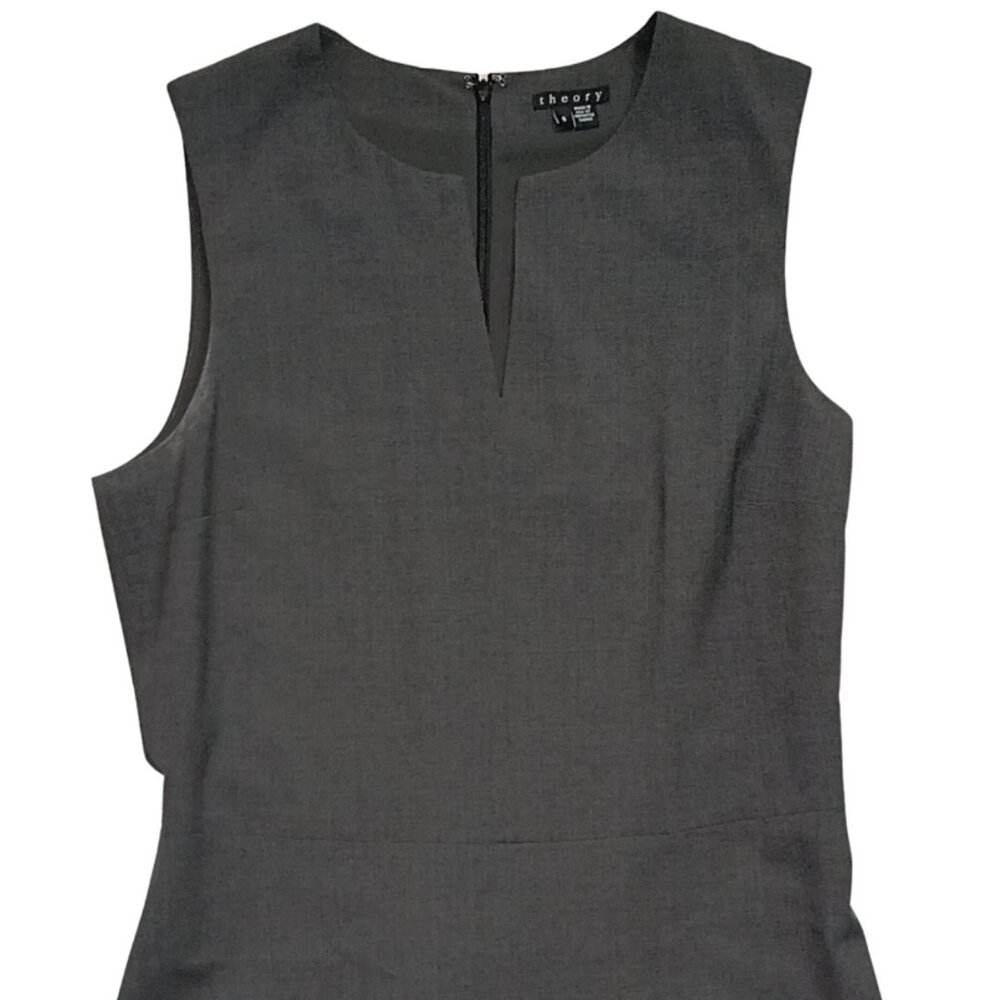 Theory Charcoal “Miyani” Sleeveless Shift Dress – Women’s Size 8